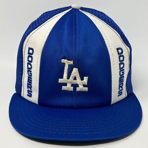 Vintage 80s Los Angeles LA Dodgers Trucker Hat Baseball Cap Annco Snapback Blue